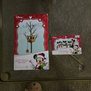Department 56 Mickey’s Christmas Tree House and The Three Mouseketeers figurines